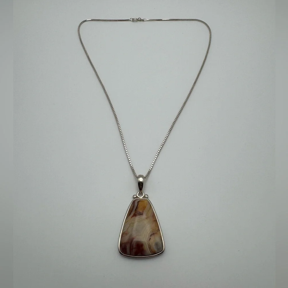 Sterling Silver 925 Geometric Gemstone Necklace - Picture 2 of 5